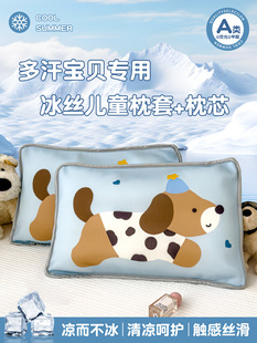Category a Kidsren's Ice Silk Pillowcases, a Pair of Baby Pillowcases, Liner Covers, Summer Cartoon Tencel Students with Pillow Cores