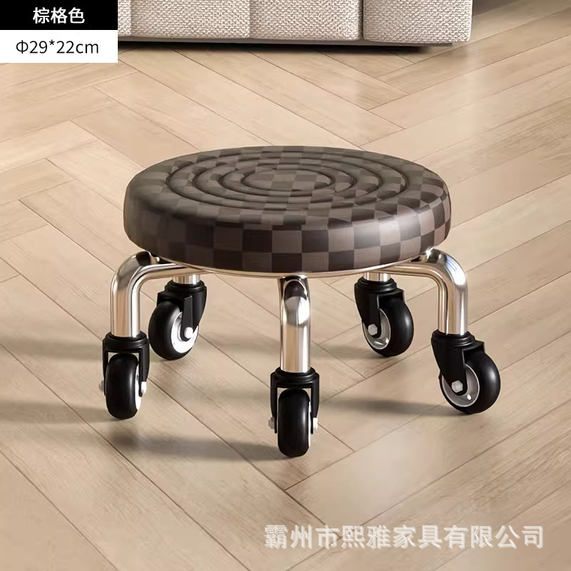 ✅万向轮小凳子小板凳圆凳家用滑轮矮凳椅子儿童学步矮凳美甲美缝|undefined
