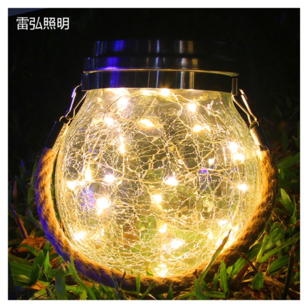 Lámpara solar para exterior/jardín, con efecto de grieta/botella/colgante/deseos, decoración creativa, lámpara de botella Mason navideña