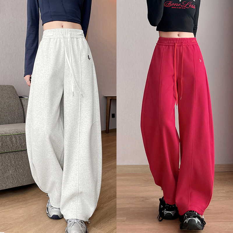 Spring and Autumn Convertible Casual Jogger Pants for Women, High-Waisted, Loose Fit, Slimming, Thin Drawstring Narrow Straight-Leg Sweatpants