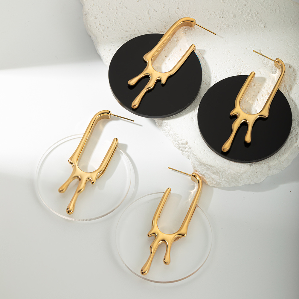 genuine design geometric acrylic earrings stainless steel