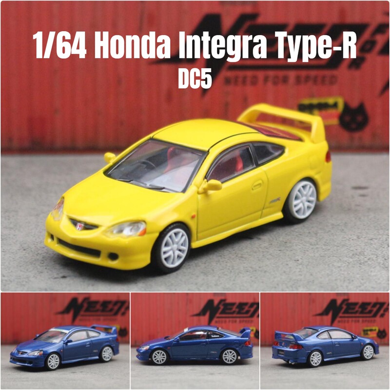 1:64 Honda Integra Type-R sports car JDM racing toy car model alloy with base ornaments