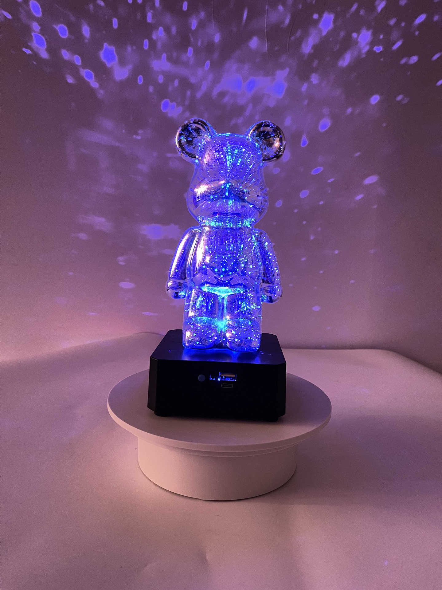 Creativo 3D fuegos artificiales oso colorido luz cambiante hogar Internet celebridad noche luz vidrio efecto tridimensional escritorio decoración adornos