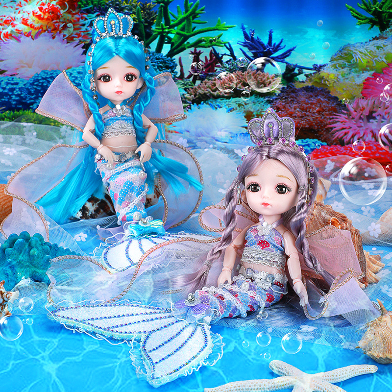 (2개) 통글 인어 인형 세트 30CM 소녀 시뮬레이션 공주 어린이 장난감 어린이 어린이 날 선물