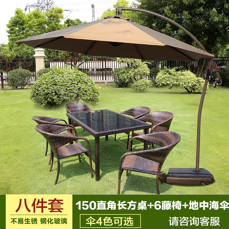 Mesa y silla al aire libre patio de caña tres piezas set terraza al aire libre balcón jardín ocio cabello de caña comedor combinación de mesa y silla