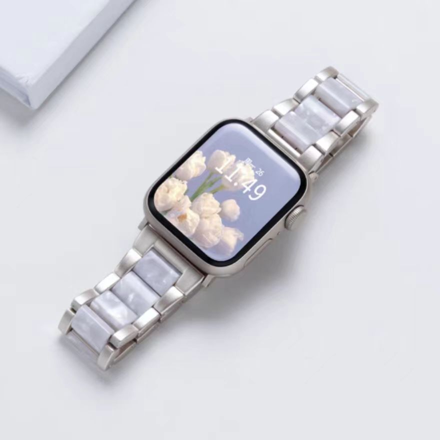 Nueva correa de metal con costuras de resina de cacao para Apple S10 Watch Apple Watch1-9 generación SE