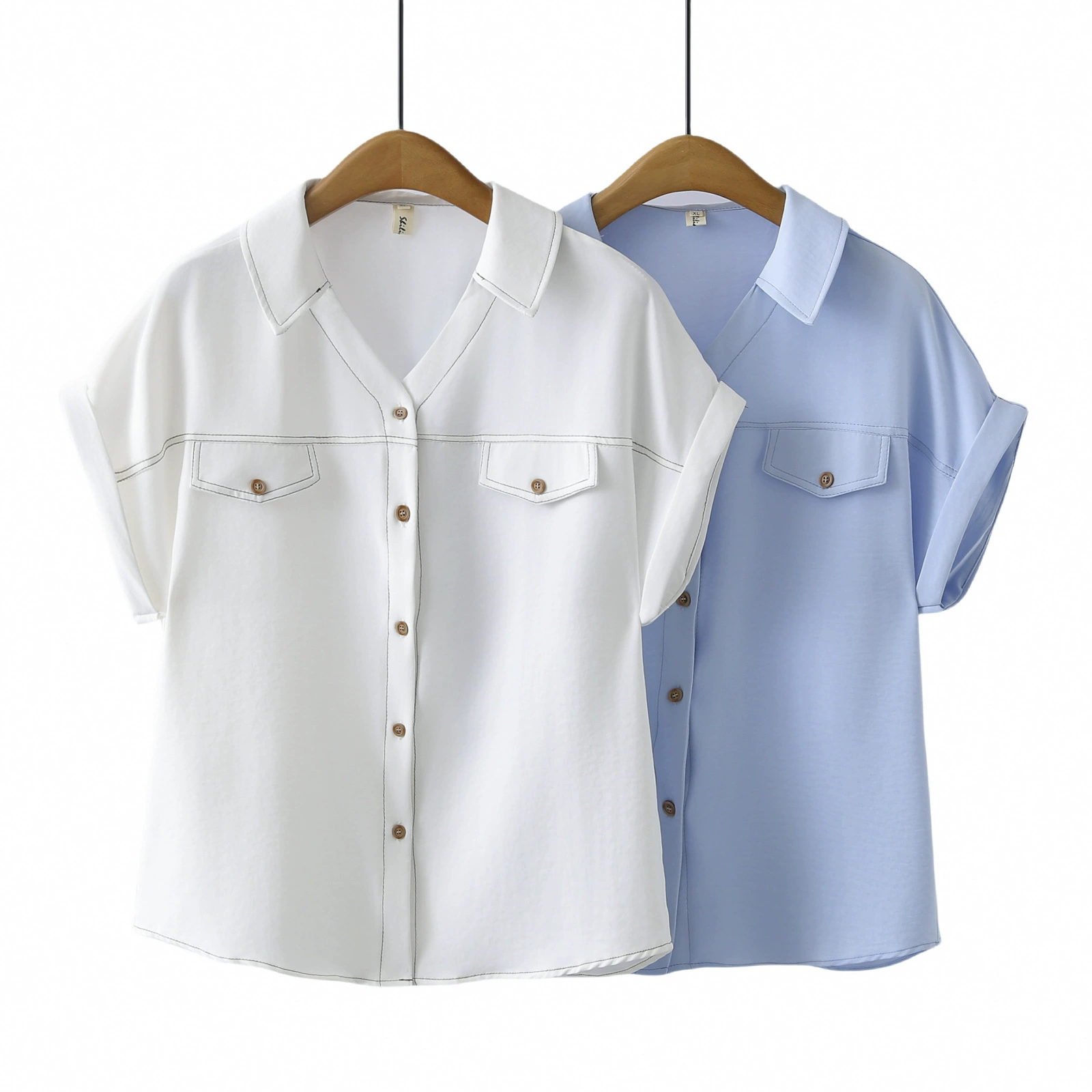 Женская одежда больших размеров для полных девушек летом, корейский стиль, универсальная рубашка с короткими рукавами и v-образным вырезом, рабочая одежда, топ для похудения, свободный вид 2511