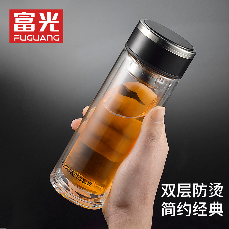 Fudao Large Capacity High Borosilicate Glass Tea Cup with Lid and Filter, Heat Resistant and Explosion Proof, Suitable for Men, 500ml