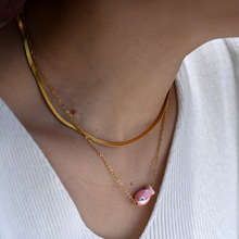 金色钛钢细项链陶瓷小鱼吊坠欧美跨境个性设计小众项坠锁骨链