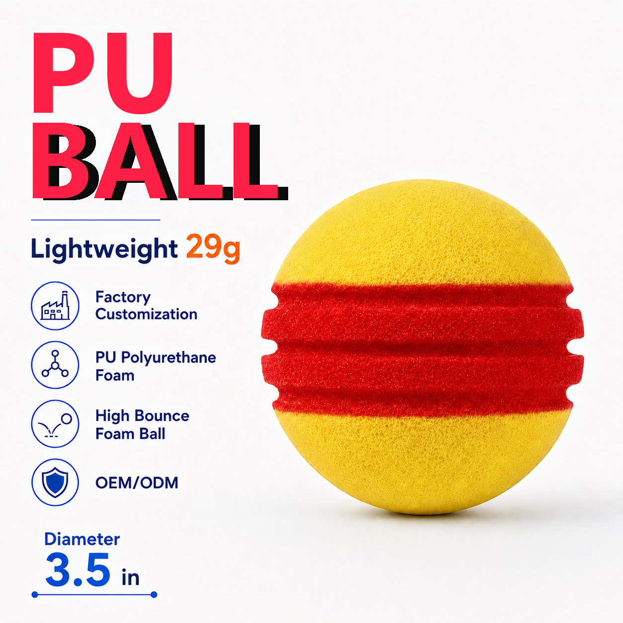 Cross-Border Best-Selling Silent Pickleball Pu High-Elastic Sponge Ball for Home and Outdoor Leisure, Competitive Training, and Stress Relief