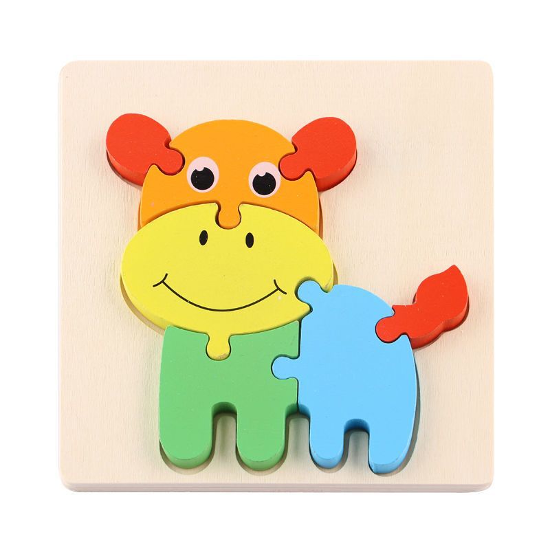 Rompecabezas para niños desarrollo de inteligencia educación temprana 3D de madera tridimensional bebé 1-2 años medio niños y niñas 6 juguetes educativos