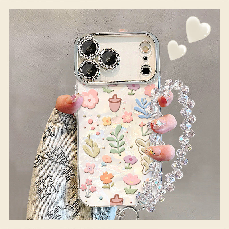 贝壳坚果碎花适用于iPhone15pro手机壳新款苹果16Promax防摔17/14