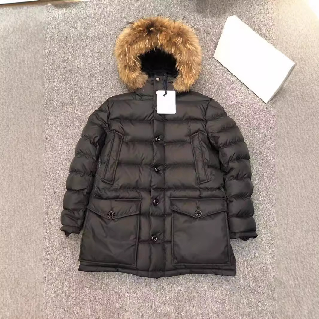 冬季M家经典CLUNYl男装中长款连帽羽绒服貉子毛领保暖厚外套大码