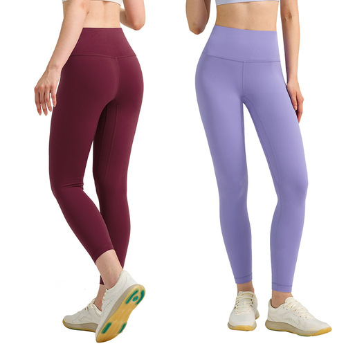 Lulu hip lifting and hair-grinding women's sports high-waist tights outdoor jogging nudity Encola red yoga pants