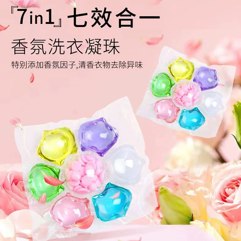 Гелевые шарики для стирки с семью полостями Стойкий аромат Глубокое Очищение Обеззараживание Шарик для стирки Мульти-эффект Один-в-одном Шарики для стирки Прямые продажи с фабрики