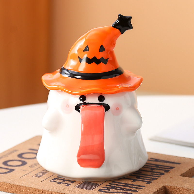 Orange ghost hat, print