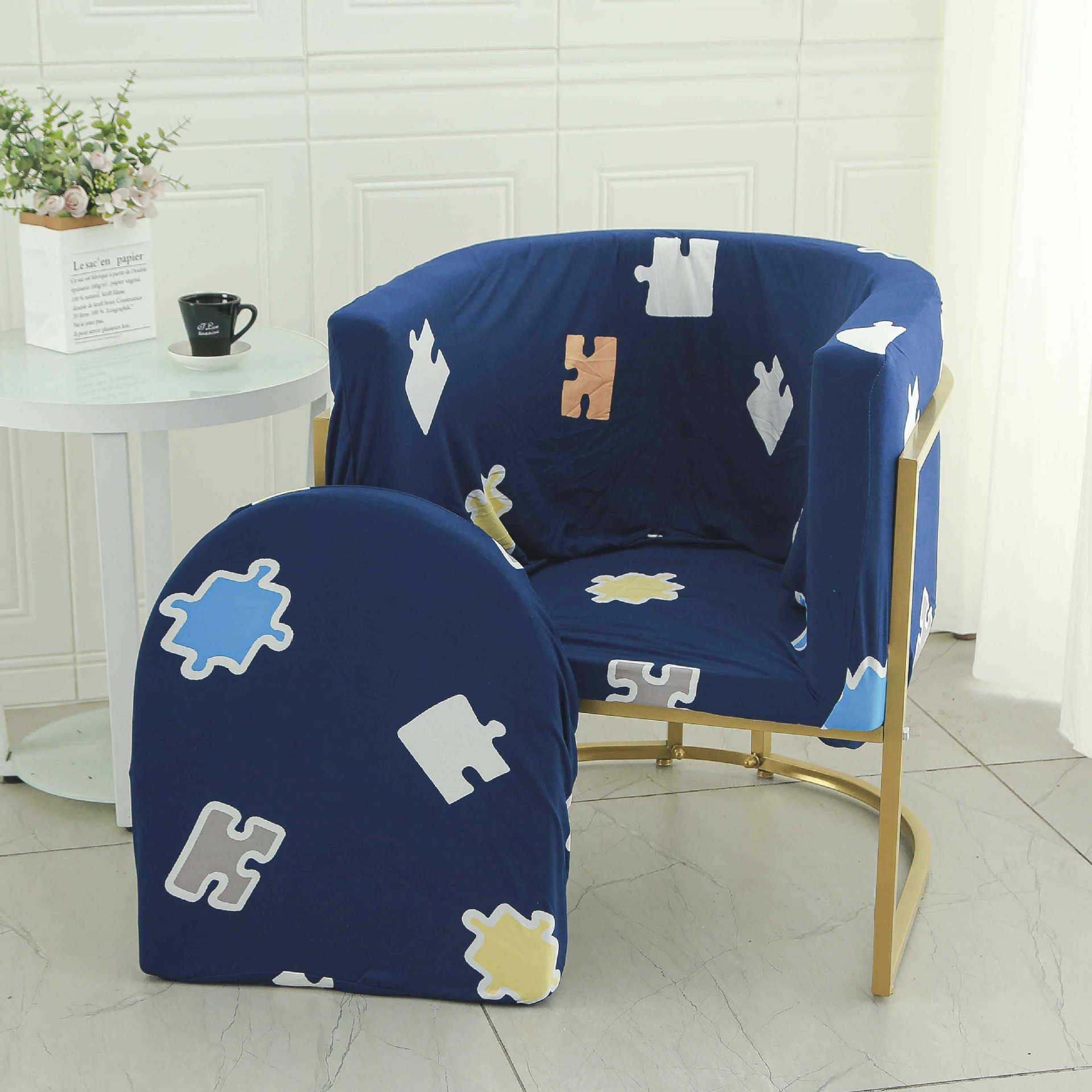 Cubierta de la silla de la mesa de comedor curva universal elástica 2024 nueva funda de la silla de uñas, respaldo, funda de sofá pequeña para el hogar