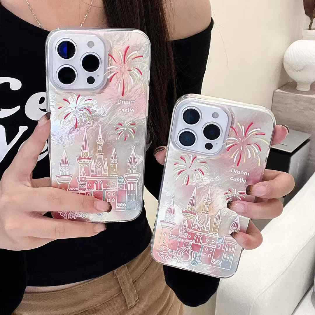 Castillo de fuegos artificiales de año nuevo para Apple 15ProMax funda para teléfono móvil iphone16 femenino 13/14 hermoso 16P femenino