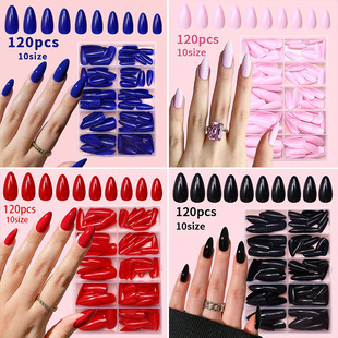 120 Boxed Wearing Nail Pieces Advanced Sense Summer Ins Wind Wearing Nail Pieces Solid Color Nail Art Pure Desire Wind Wearing Nail Pieces