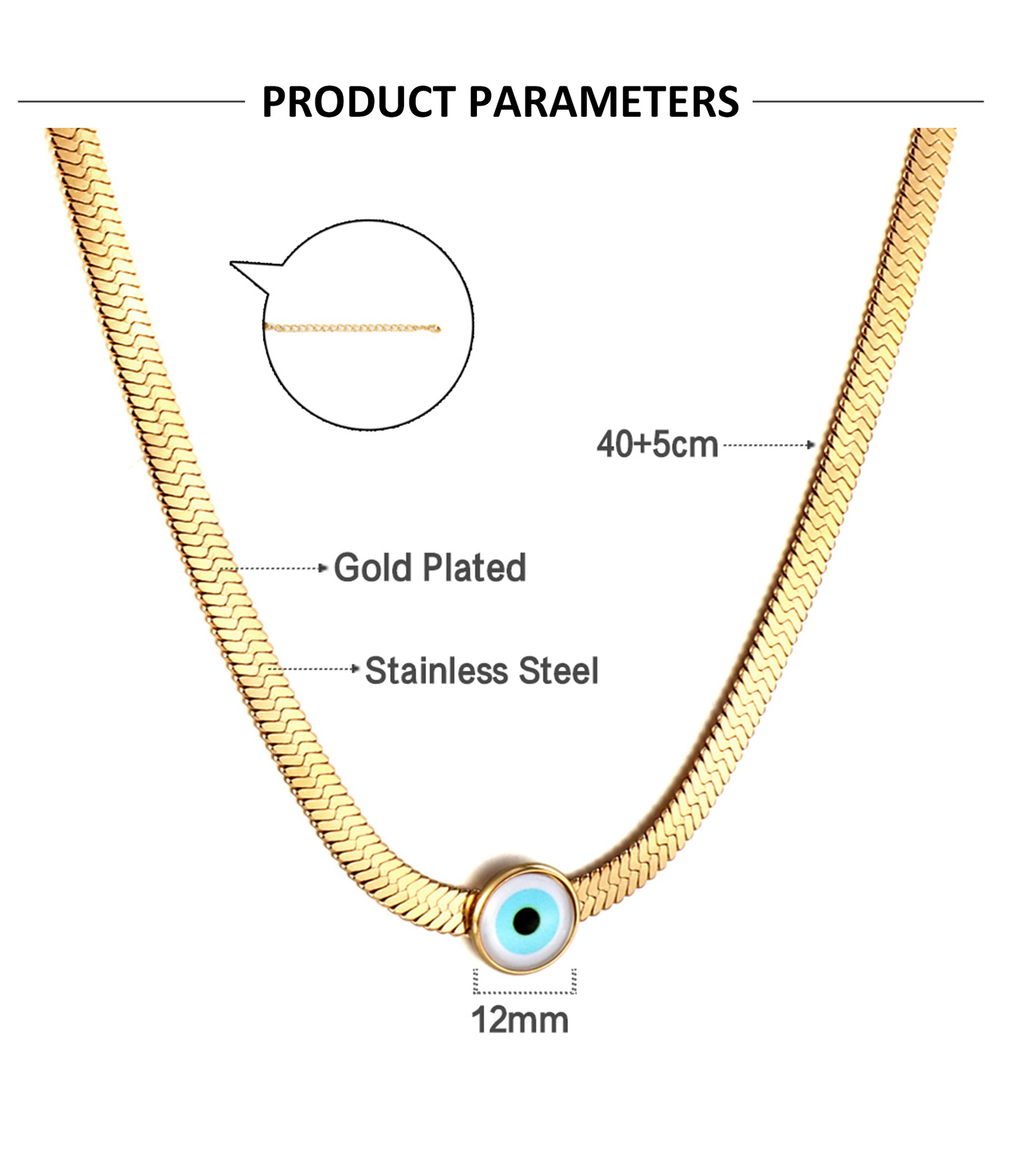 Retro Devilu0027S Eye Stainless Steel Enamel Necklace 1 Piece