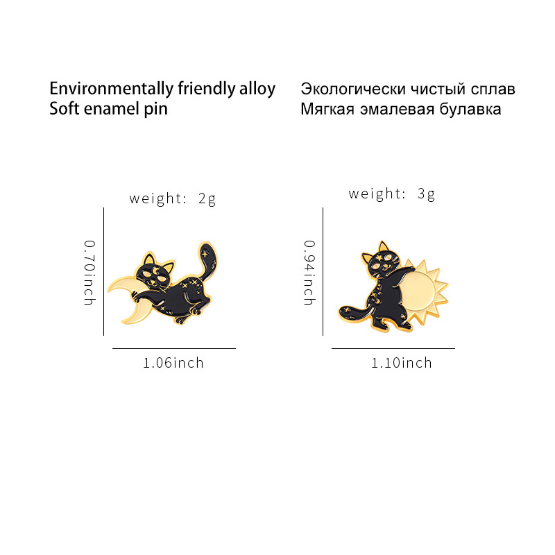 15g Weight Brooches Classification Fashion Pin Sun Moon Cat Alloy Plating Unisex Brooches