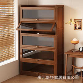 书架置物架落地书柜储物柜一体靠墙桌面收纳家用带门防尘展示柜子