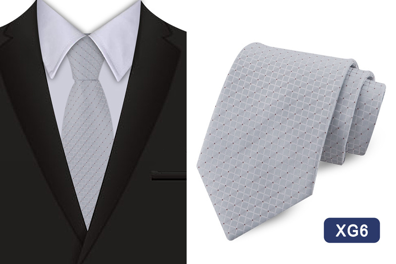 Cravate En Polyester Jacquard D'affaires À Carreaux De Couleur Unie Pour Hommes En Gros display picture 6
