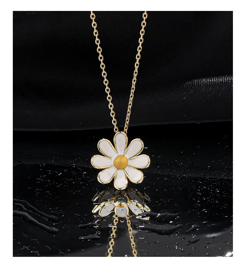 Gänseblümchen Kette Und Ohrstecker Set Aus Silber Für Damen_voghion.com