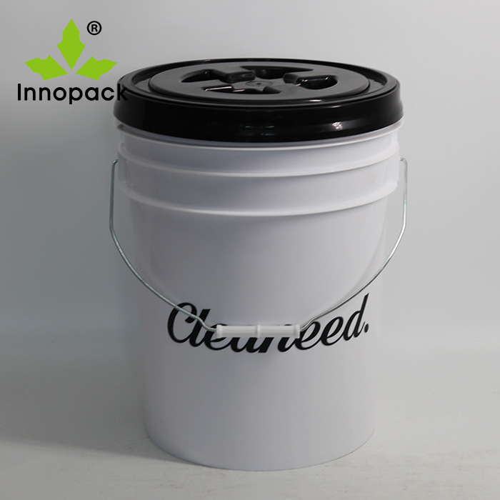 厂家直销J-20L 白色单色丝网印塑料桶洗车水桶带黑色伽马盖