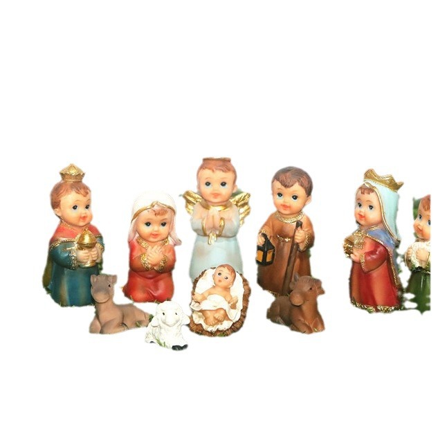 9cm moderno 11 Unids de dibujos animados conjunto pesebre Navidad decoración de Navidad adornos de carácter estatua
