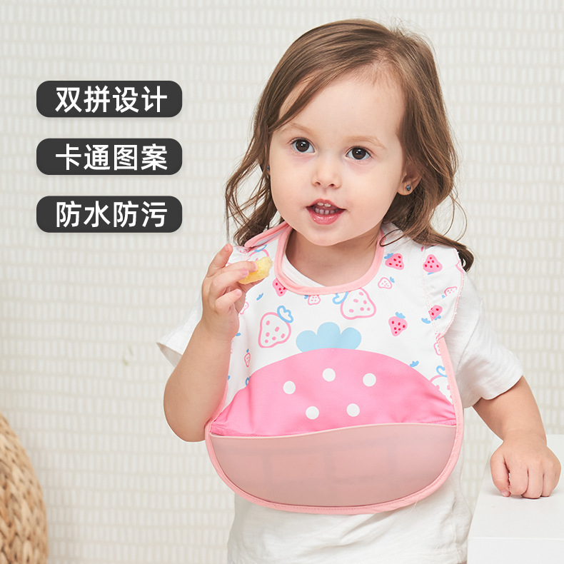 Children's Semi-Silicone Waterproof Bib, Food-Grade Bib, Eating Bib, Baby Smock, Saliva Bib, Food-Grade Silicone