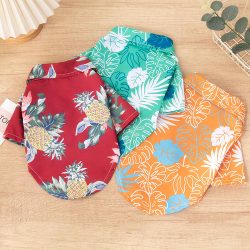 Dog clothes summer pineapple coconut tree Hawaiian style shirt cat Teddy Boston terrier small dog pet apparel
