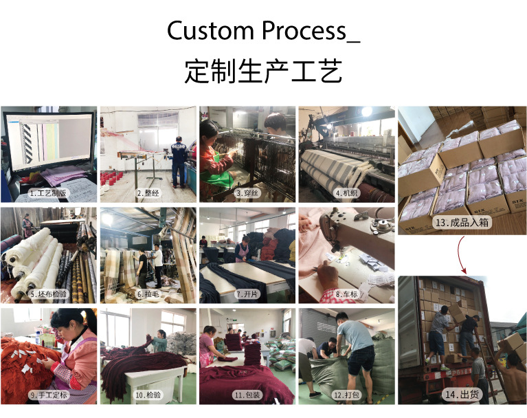 仿羊绒黑色小格子围巾啊_04