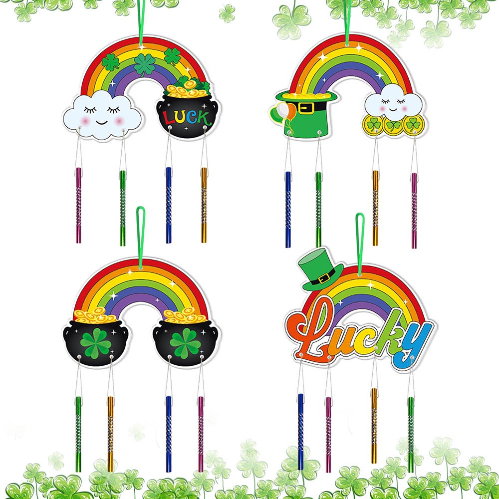 Accesorios de decoración del día de San Patricio transfronterizo europeo y americano Campanas de viento del arco iris Lucky adornos del día nacional irlandés