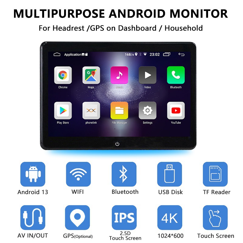 10.1inch Car-mounted Android display 10.1inch External headrest display Android 10.1inch MP5 display