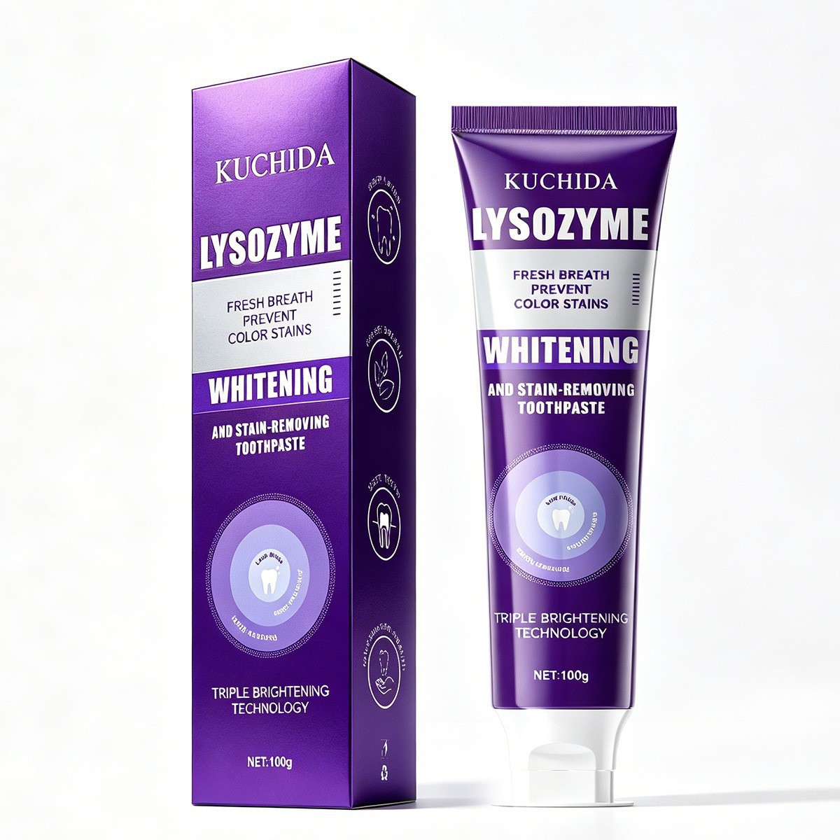 Cross-border wholesale color-correcting toothpaste for teeth cleaning, purple cleaning toothpaste to remove yellow stains and clean yellow teeth, purple essence