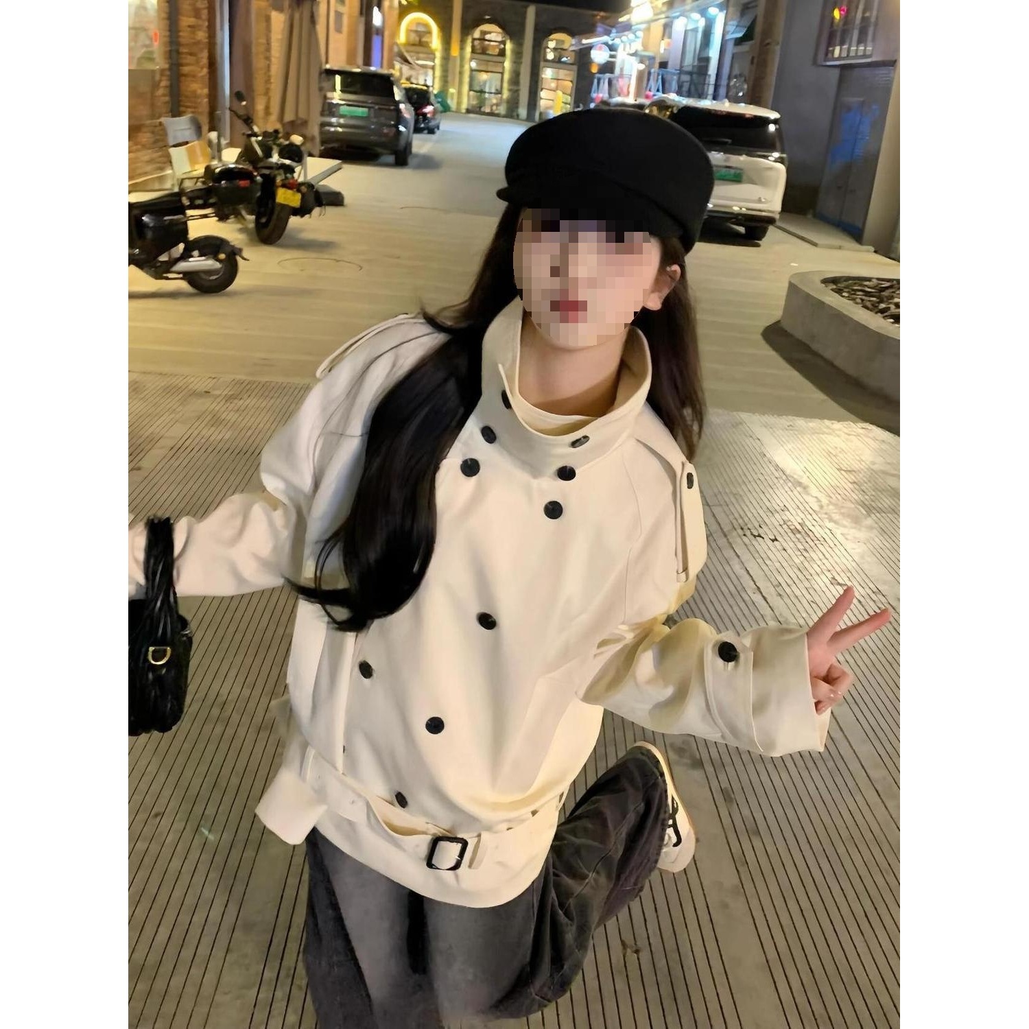 American Retro Design Stand-Collar Trench Coat Short Jacket for Women, New Spring Style, Loose and Versatile, Niche Single-Breasted Top