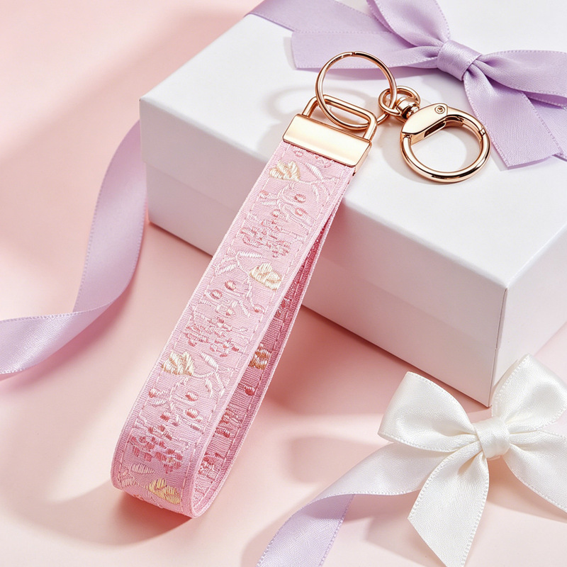 New Foreign Trade Wristband, Popular Keychain Wristband, Double-Layer Printed Ribbon with Double-Sided Embroidery Pattern