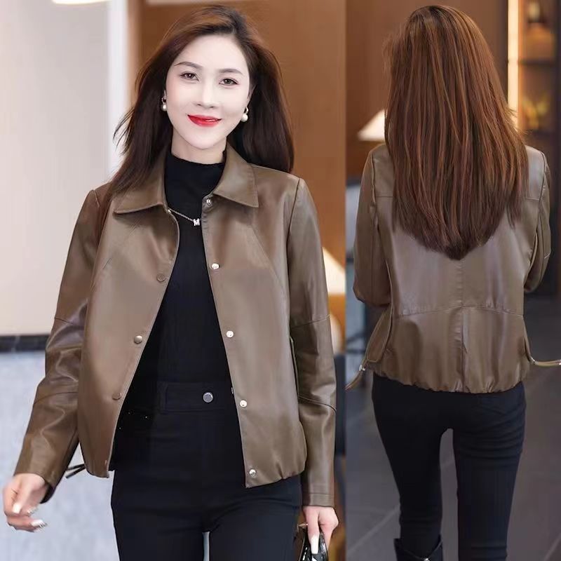 Women's Short Haining Leather 2024 Spring and Autumn New Fashion Western Style High-end Design All-match Small Jacket