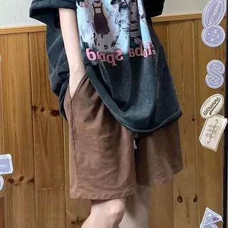 棉质日系复古工装男女五分短裤夏季新款学生宽松百搭显瘦阔腿裤