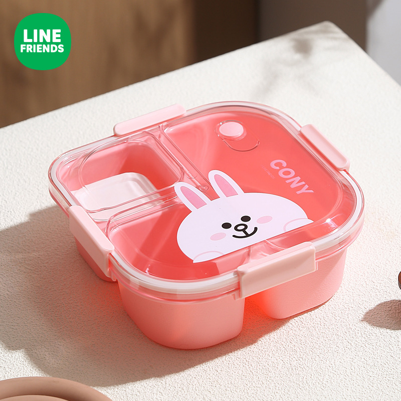 Caja de almuerzo de microondas de dibujos animados de oso marrón de tres cuadrículas de oficina para adultos caja de almuerzo de estudiantes de oficina caja de almuerzo portátil