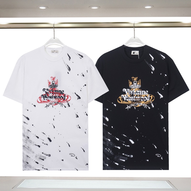 国境を越えた25ss夏の新型230グラムの双糸綿はアルファベットロゴで男女の同じファッションtシャツを刺繍している|undefined