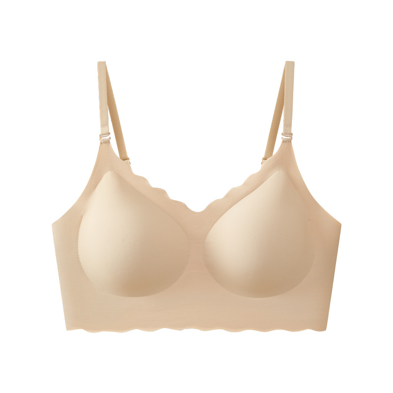 Exclusivo transfronterizo para ropa interior con espalda hermosa en forma de U, senos pequeños para mujeres, base invisible y sin costuras, piel delgada, correa para el hombro, sujetador de copa fija