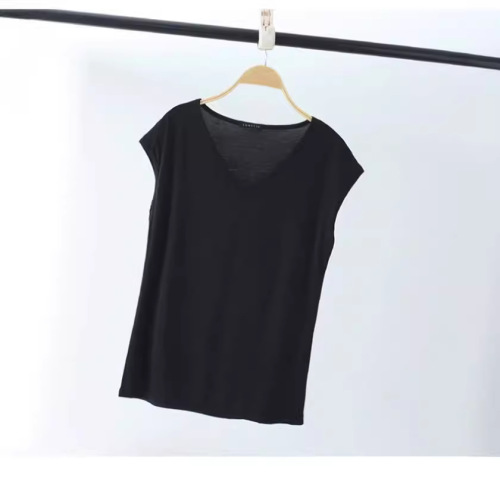 Modest V-neck sleeveless summer thin T-shirt women's loose plus size top casual versatile tank top