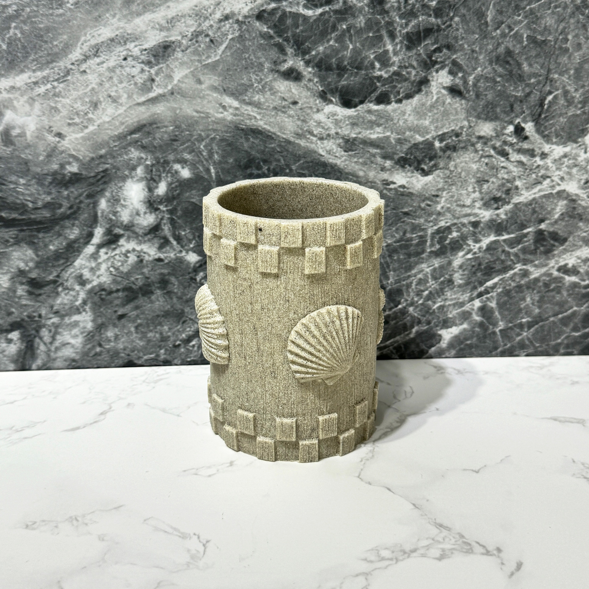 Conchas de piedra arenisca imitación diseño de baño set de baño de resina hotel set de cuatro piezas decoración de baño taza