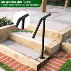 簡約樓梯美式家用工業水管室外台階花園車庫牆壁啞光黑兒童樓梯扶