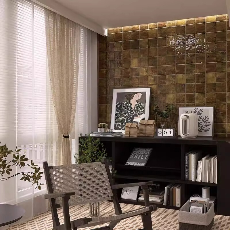 Retro Gradient Color Plaid Tiles French Bathroom Tiles Bathroom Kitchen Balcony Wall Tiles Imported Handmade Tiles Replacement