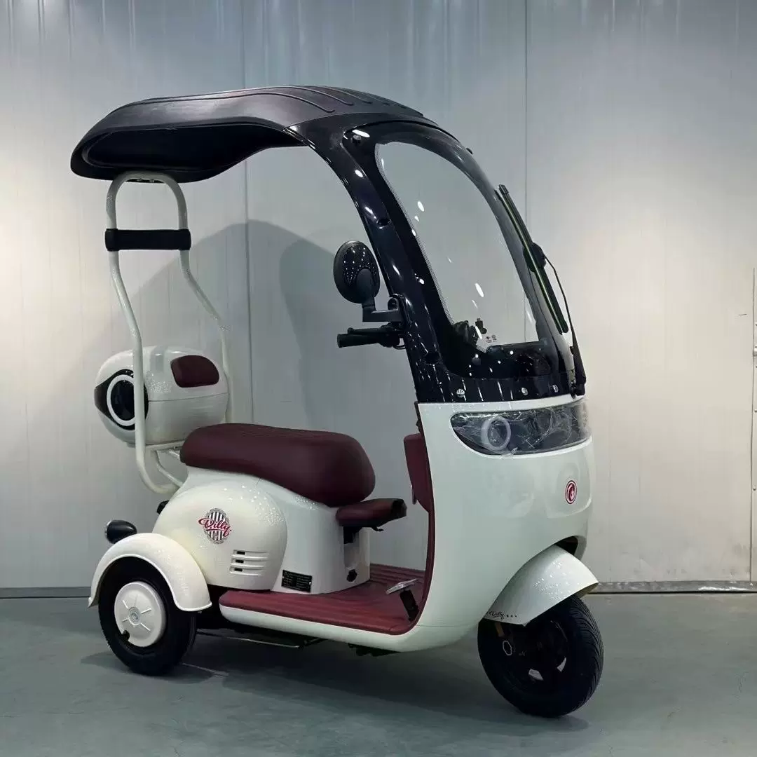 新款篷车电动三轮车老人代步轻便家用休闲电动车时尚接孩子电瓶车