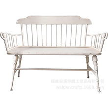 庭院长椅带扶手靠背花园长椅双人金属公园长椅室外门廊长椅