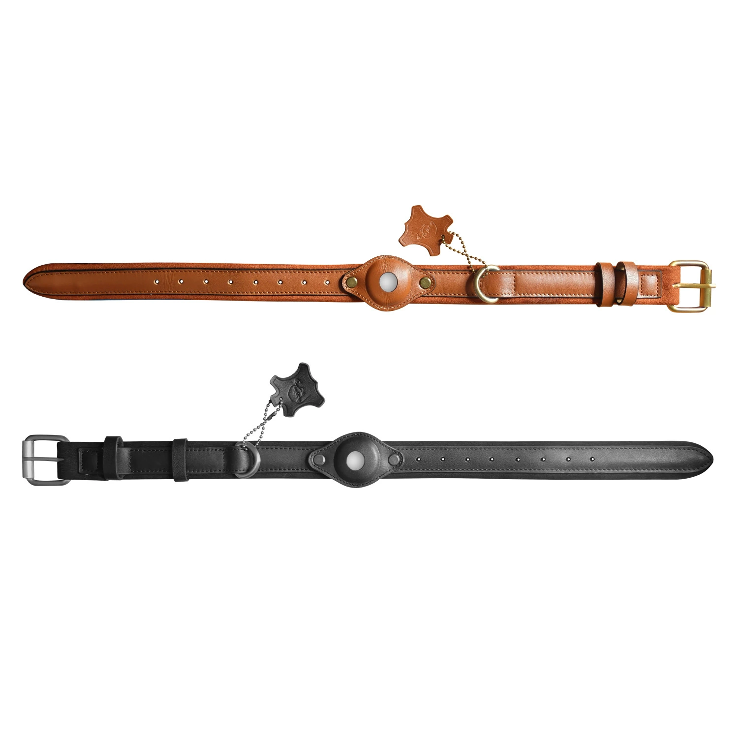 Ошейник для собак из кожи с защитой от потери, креплением для AirTag, для крупных собак, с функцией позиционирования и отслеживания